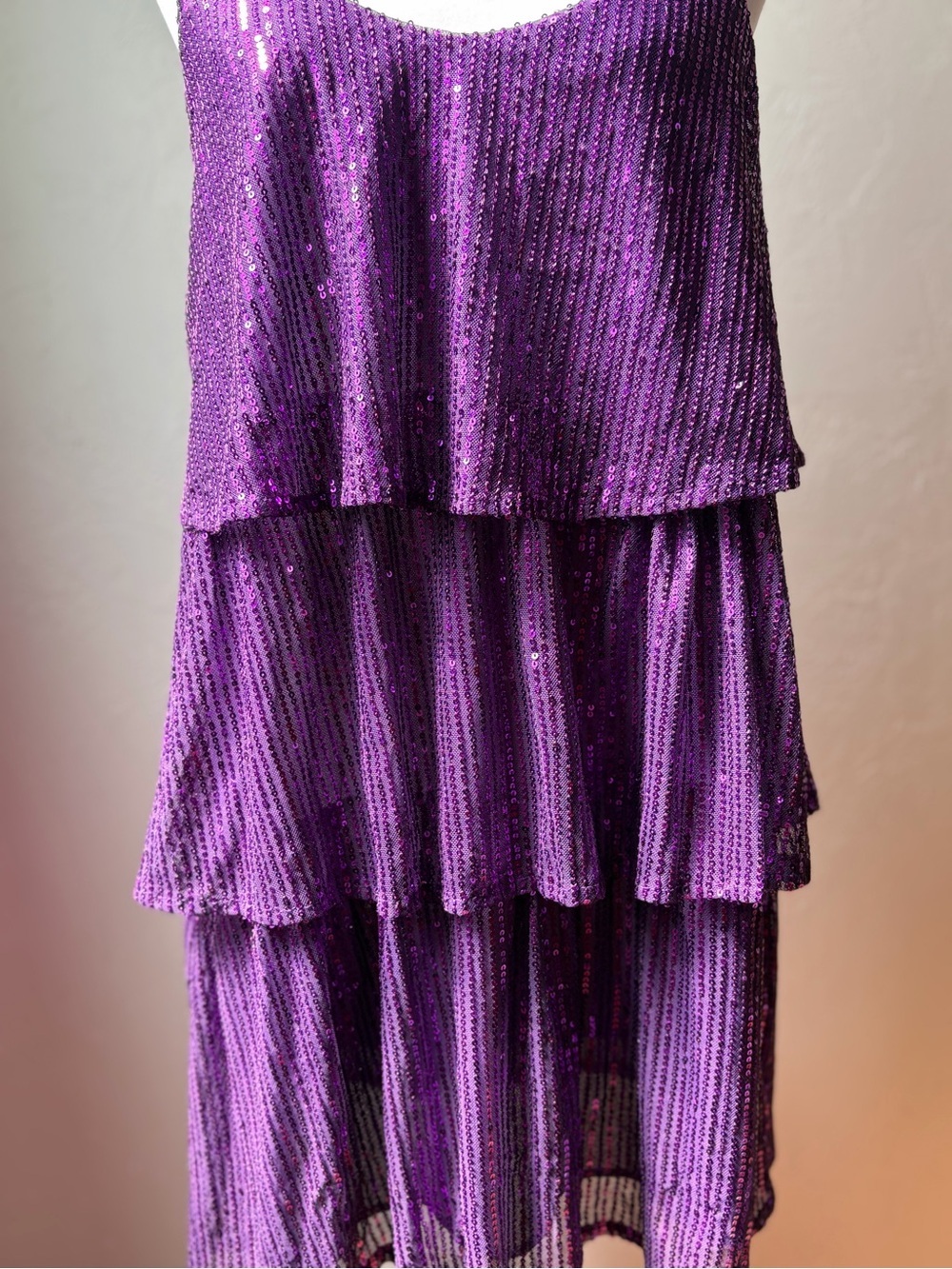 Fansi Nova Purple Sequin Tiered Party Dress Layered Cocktail Dress M - Picture 3 of 9